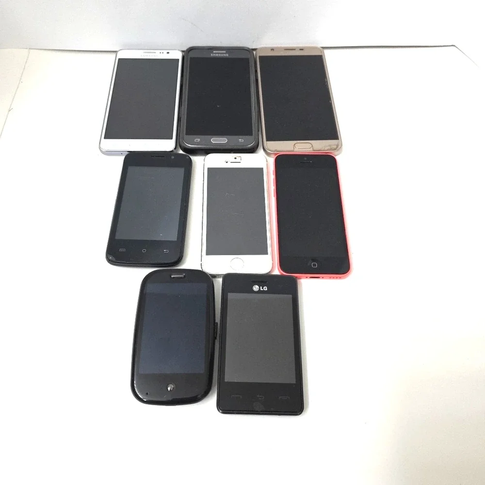 Lot Of 8 Cell Phones For Parts Only (Apple, Galaxy, Palm) As IS